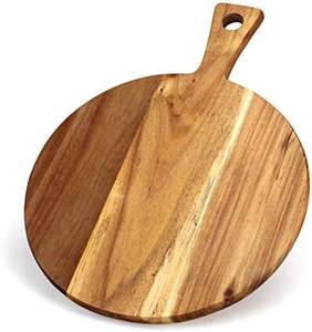 Best Quality Round <b>Shape</b> Sustainable Durable Anti-Slip <b>Pizza</b> Fruit Chopping Block Acacia Mango Wood Handle for Serving <b>Pizza</b> - Product Image 3