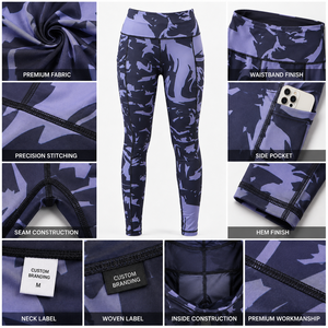 Leggings de yoga imprimés à taille haute pour femmes, avec poches, compression, pour l'entraînement et le fitness, OEM ODM, marque privée, vente en gros - Product Image 5