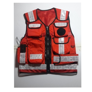 Safety Vest Custom Demand Front Zipper Mesh Multifunctional Pockets Reflective Safety Clothing LED <b>Flash</b> Tactical Security Vest - Product Image 1