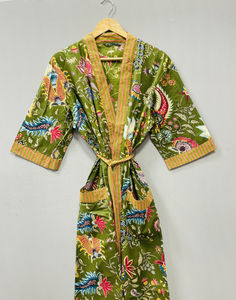 Batas Kimono de Lujo de Algodón con Cordón, Estampado Floral, para Verano e Invierno, Regalos para Damas de Honor, Ropa de Estar por Casa y Playa - Product Image 3