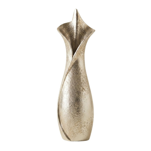 Florero de Vidrio Plateado Texturizado de Lujo, Centro de Mesa Decorativo Moderno con Diseño Geométrico en Espiral para Hogar, Hotel y Bodas - Product Image 2