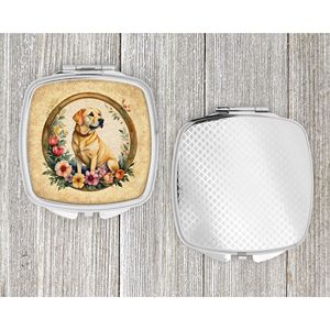 Femmes Filles Jaune Labrador Retriever Fleurs Compact Pliant Miroir de Maquillage Portable Voyage Miroir de Maquillage Décoratif - Product Image 4