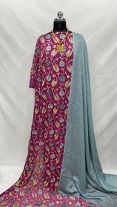Elegante Conjunto de 3 Piezas de Ropa Kanga de Lujo para Mujer, con Bordado Floral, Cinta de Spandex, Ecológico, Manga Campana, Corte Holgado, Estilo Medio Oriente - Product Image 4