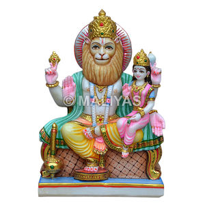 Lakshmi Narasimha Moorti de Mármol |   Estatua de mármol Lakshmi Narasimha hecha a mano – MALIYAS - Product Image 1