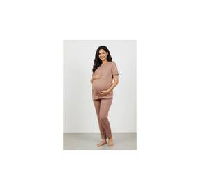 Ensemble deux pièces doux et extensible à carreaux en bambou et élasthanne pour l'été – Tenue décontractée de maternité pour futures mamans - Product Image 2