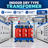 Transformateur sec intérieur 30-2500 kVA 10 kV 11 kV 400 V triphasé pour service de station, élévateur abaisseur de tension, à économie d'énergie