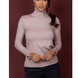 Sweat-shirt d'hiver en tricot décontracté pour femmes Col roulé à manches longues Logo avant anti-boulochage Respirant BD - Product Image 4