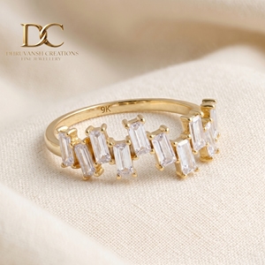 Anillo de Oro Amarillo Sólido de 14 Quilates con Diamantes Cultivados en Laboratorio con Corte Baguette para Mujer, Joyería Elegante Hecha a Mano para Ocasiones Especiales - Product Image 5