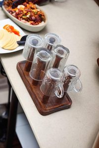 Wooden Glass Holder Stand <b>Kitchen</b> Storage Organiser Glass Holder for Dining Table for <b>Kitchen</b> Decor 6 Glass Hanging/Antique Burn - Product Image 6