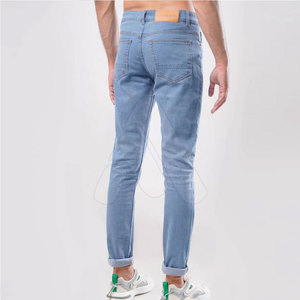 Pantalon en jean décontracté pour homme, coupe slim, droit, léger, 100% coton, confortable, taille adulte - Product Image 3