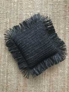 Boho Vintage Black <b>Square</b> Raffia Cushion Cover With Fringes Boho <b>Pillow</b> Cover For Outdoor & Indoor Decor At Cheap Price - Product Image 3