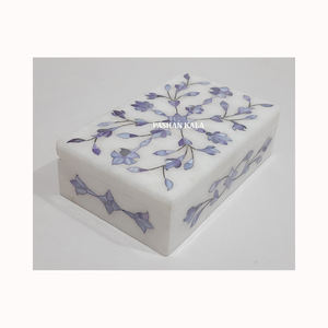 Natural White Marble <b>Pink</b> Mother Of Pearl Inlay Jewellery <b>Box</b> Handmade Flower Rectangle Shape Used For Wedding Decor And <b>Gifting</b> - Product Image 6