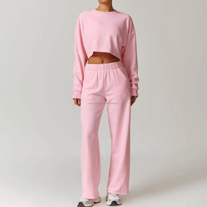 เสื้อกันหนาวเปิดหลังแบบลำลองสำหรับทุกเพศฤดูใบไม้ร่วง2024ชุดวิ่งเอวสูงระบายอากาศได้ชุดกางเกงวิ่งโลโก้มัดย้อมกิจกรรม - Product Image 2