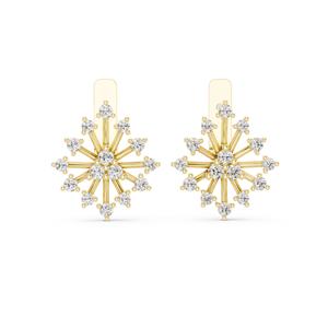 Boucles d'oreilles créoles en or rose 14 carats certifiées VDS IGI avec diamants naturels taille brillant |   Tendance féminine : Design floral blanc couleur H 3.5G - Product Image 6