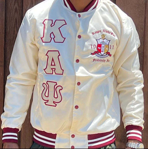 Chaqueta universitaria de invierno con bordado de seda, Phi Psi Zeta Phi Beta Sigma Rho Epsilon Gamma Omega Chi Eta Delta Satin - Product Image 6