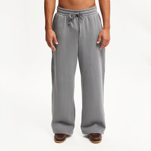 Pantalon de jogging décontracté en molleton à jambe droite, double taille, effet délavé et usé, avec logo personnalisé de haute qualité - Product Image 4