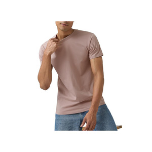 Camiseta de Algodón Lisa para Hombre, Manga Corta, Cuello Redondo, Corte Regular, Color Sólido, Tejido Jersey Informal - Product Image 4