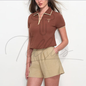 เสื้อโปโลผู้หญิงรุ่นใหม่ เนื้อผ้านุ่ม สวมใส่สบาย สีพื้น สำหรับเล่นกีฬา รับสกรีนโลโก้ คุณภาพสูง - Product Image 2
