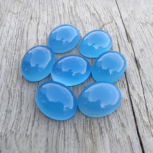 Cabujón Ovalado de Calcedonia Azul Natural, Piedra Preciosa Suelta Calibrada con Reverso Plano, para Joyería - Product Image 3
