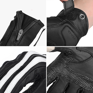 Guantes de Motocross de Cuero con Protección Completa en los Dedos y Palma, Nudillos Reforzados con Fibra de Carbono, Pantalla Táctil, Resistentes al Agua - Product Image 4