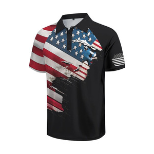 Camisetas Polo Gráficas para Hombre, Polos de Golf Patrióticos Americanos con Mangas Raglán para Hombre - Product Image 1
