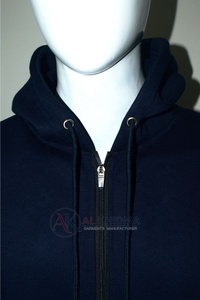 เสื้อฮู้ดซิปโอเวอร์ไซส์สีน้ำเงินกรมท่าสำหรับผู้ชาย 450 GSM ผ้าฝ้ายฟลีซหนานุ่ม 100% มีกระเป๋าหน้า ปักโลโก้แบบตรงรุ่น ทรงปกติ - Product Image 4