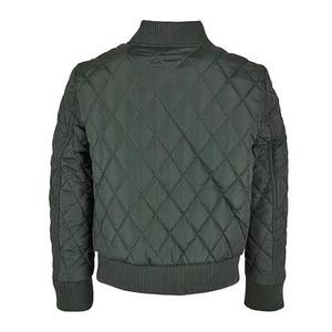 Trendy <b>Men</b> Diamond Quilted <b>Flight</b> <b>Jacket</b> Waterproof Warm Padded Outerwear With Ribbed Collar And Cuffs - Product Image 2