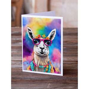 Whimsical A7 Tamaño 5x7 Nuevo Hippie Animal Llama Tarjetas de notas en blanco Paquete de 8 con sobres Tarjetas de felicitación - Product Image 2