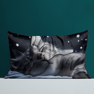 2 pz. Fodere per cuscini decorativi Gatto Nero e Stelle Notturne, Animali Carini, Elfo del Sonno Tranquillo per Temu Can - Product Image 4