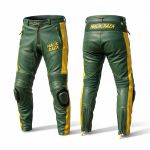 Pantalon de moto sport en cuir véritable fait main pour homme et femme, taille personnalisée, équipement de pilotage sur circuit - Product Image 1