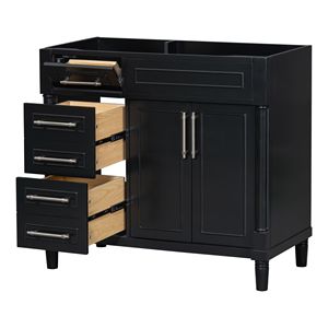 Solid Wood 36-Inch Bathroom Vanity Freestanding Storage Cabinet with 2 Drawers & Tipout Drawer Sink Vanishing Product Category - Product Image 4