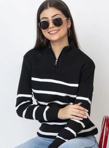 Pull chaud uni pour femme, pull tendance à demi-zip pour femme, vêtements de mode au prix de gros auprès du fournisseur - Product Image 2
