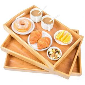 Bandeja de Servir de Madera Hecha a Mano de Primera Calidad, Bandeja Decorativa de Madera Natural para Desayuno, Café, Té, Aperitivos, Frutas y Mesa de Comedor - Product Image 4