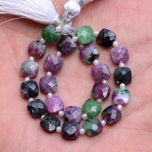 AAA+ Ruby Zoisite 6x6mm Faceted Square Briolette Fancy <b>Beads</b> Natural Rare Ruby Semi Precious Gemstone <b>Beads</b> For Jewelry Making - Product Image 4