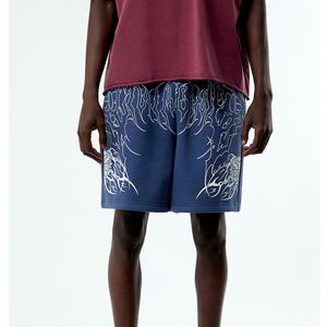 Shorts de survêtement graphiques gothiques Y2K personnalisés pour hommes, en molleton épais, coupe ample, style hip-hop, décontractés, longueur genou, bleus, type Bermuda - Product Image 1