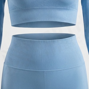 Women Solid <b>One</b> Piece Sportswear Gym Fitness Yoga Set High Stretchy Seamless Strappy Bra Scrunch Shorts Apparel - Product Image 5