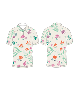 Camisa polo con estampado floral multicolor en color crema para hombre, camiseta informal de manga corta a la moda de verano - Product Image 3