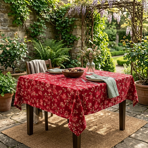 Decorative Dark Pink Floral <b>Table</b> Cover Custom Polyester Cotton Dining <b>Linen</b> for Hotels Cafes and Homes - Product Image 2