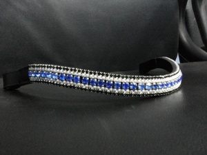 Banda de cejas de caballo ecuestre de diseño personalizado de alta calidad Cristal blanco con cristal blanco de cuero de caballo. - Product Image 3