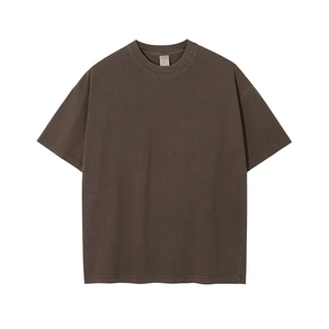 Camiseta de Hombre Personalizada, Estilo Vintage, Lavada, de Algodón Grueso, Cuello Redondo, Hombros Caídos, Lisa, Premium, con Lavado Ácido - Product Image 3
