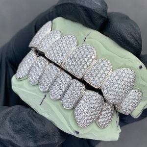 Grillz de Diamantes para Hombre, Juego Completo, Corte Brillante Redondo, Microincrustaciones, Estilo Hiphop, Uso Diario, Joyería Dental - Product Image 6