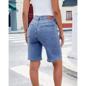 2025 High Waisted <b>Women's</b> Skinny Fit Bermuda <b>Jean</b> Shorts Trendy Knee Length Denim Cutoffs Loose Fit Long <b>Jean</b> Shorts - Product Image 5