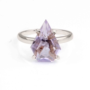 Good Selling Fancy 9x15mm Pink Amethyst Gemstone Eternity Vermeil Custom Sterling Silver 925 Jewelry <b>Jewellery</b> Women Prong Ring - Product Image 1