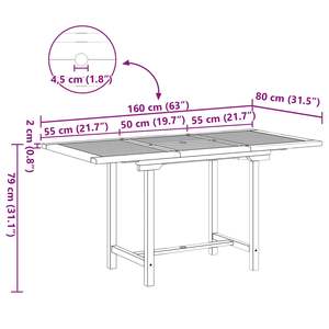 Ensemble de salle à manger de jardin en teck massif brun 5 pièces - Product Image 6