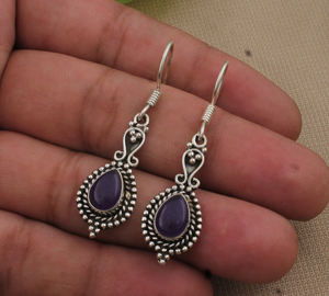 Boucles d'oreilles pendantes en jadeite lavande naturelle, argent sterling 925, bijoux de luxe pour mariage, pierres précieuses violettes, vente en gros - Product Image 4