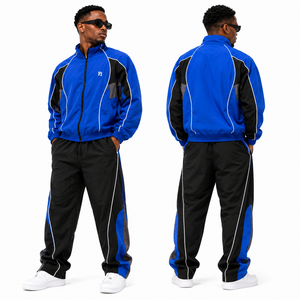 Survêtement de jogging réfléchissant en nylon avec logo personnalisé, coupe-vent pour homme, ensembles en nylon avec bandes blanches, vestes pour homme - Product Image 5