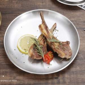 Assiette Ronde Coréenne en Acier Inoxydable Doré Épais 45CM pour Barbecue, Plateau de Service Alimentaire en Acier, Assiettes de Dîner - Product Image 5