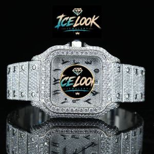 นาฬิกาข้อมือกลไก Ice Look หน้าปัดทรงสี่เหลี่ยม ประดับคริสตัล สายแบบกำไลข้อมือ ตกแต่งด้วยเพชรเทียม เครื่องประดับแฟชั่น - Product Image 5
