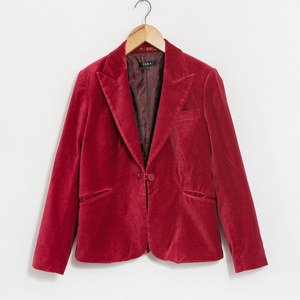 Blazer vintage en velours rouge, veste cintrée en velours pour femme, taille M - Product Image 4