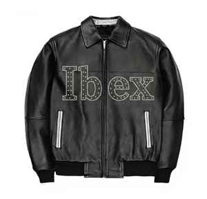 Blouson Bomber en Cuir d'Agneau Personnalisé pour Homme, Faible MOQ, Broderie et Strass, Qualité Supérieure, Taille Américaine, Veste d'Automne, Fabricant OEM - Product Image 5